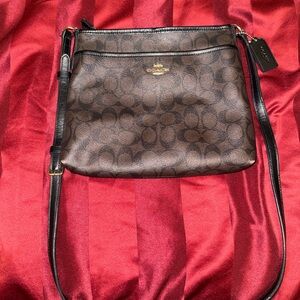 Coach Signature Brown and Black Crossbody Bag